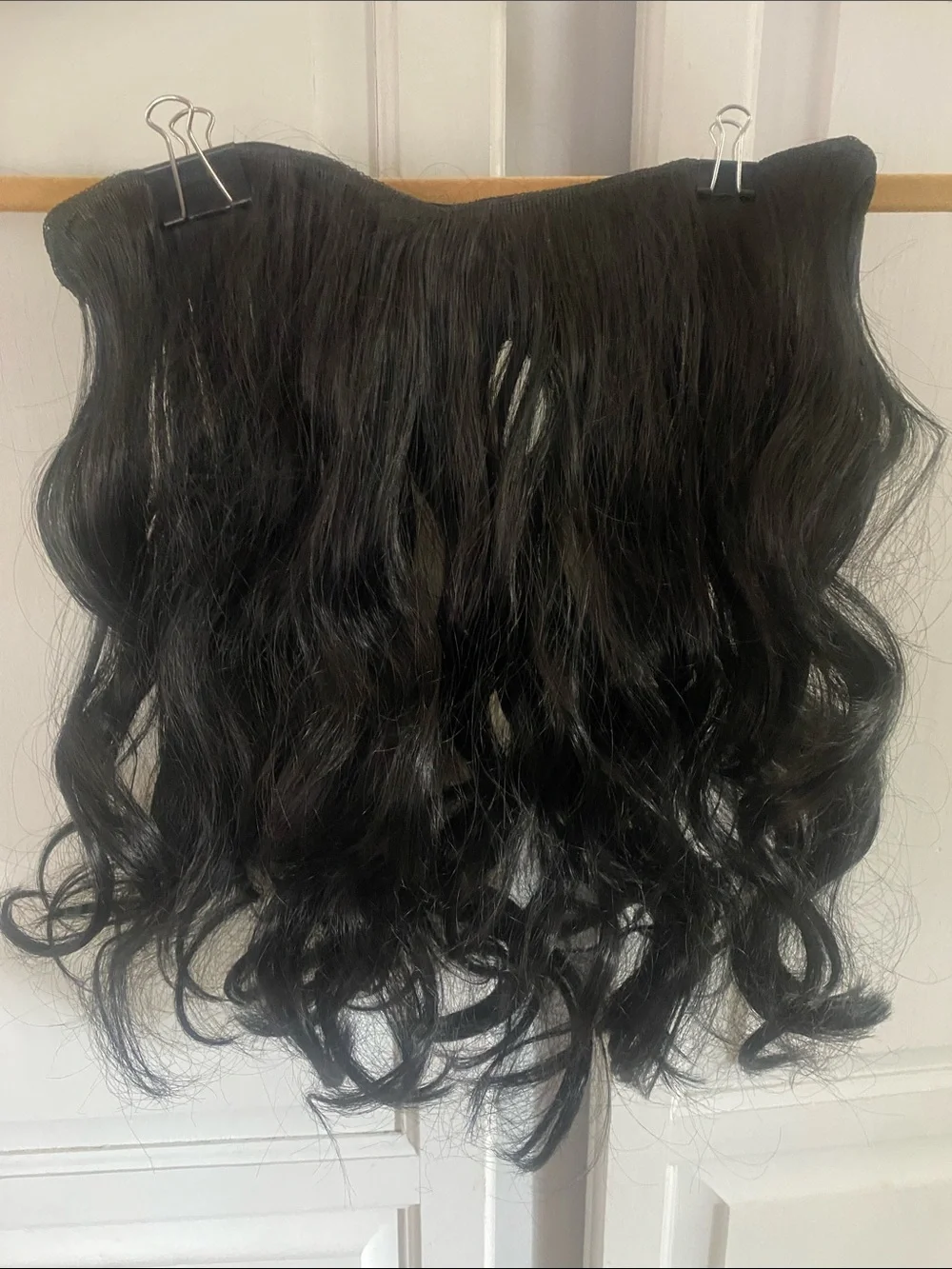16 inch Black One Piece Clip-In Hair Extension Wavy High Quality natural
